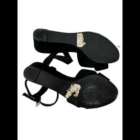 Worn ONCE! NINE WEST Black Suede Wedge Sandals - Picture 3 of 4